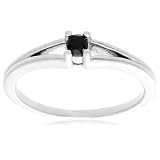 10k Choice of White or Yellow Gold Black Diamond Solitaire Ring