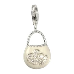 SilberDream 925 Sterling Silber Charm Tasche wei� Anh�nger f�r Armband Kette Ohrring FC3030W