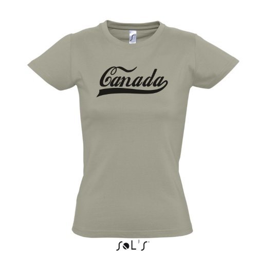 Damen T-Shirt – Canada Oldschool Kanada LÄNDERSHIRT EM / WM FAN Trikot S-XXL , Khaki – schwarz , S