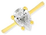 Image of 9ct Gold Pear-Shaped Cubic Zirconia Solitaire Ring