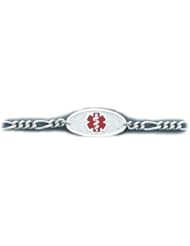 Sterling Silver Medical Alert ID Figaro Chain Bracelet - Length 8 Inch