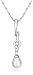 Sterling Silver 7x9mm Pear-Shaped Freshwater Cultured Pearl w/ 6mm Round Brilliant-Cut Cubic Zirconia Pendant, 18