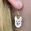 German Shepherd White- Hooks Earrings
