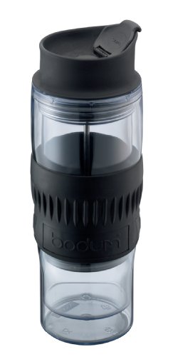 Bodum 16-Ounce Insulated Travel Coffee Press with Rubber Grip, Clear