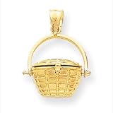 14k Fishing Basket Charm - Measures 23.6x16.9mm - JewelryWeb