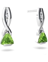 Genuine Peridot 14kt White Gold Earrings