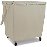 Homz Premium Commercial Canvas Hamper on Casters, 22" x 17" x 24", Khaki