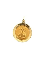 14K Gold Saint Nicholas Medal Solid 14k Yellow Gold, Just under 3/4 inch (18.0mm)