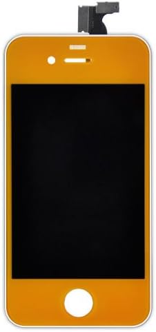 iPhone 4 (Verizon/Sprint/CDMA) Complete Front Screen / Glass Replacement Custom Orange with White Border Frame (CDMA Orange on White)