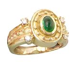 14K .70 CT Emerald & Diamond Etruscan Band