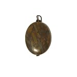 Chrysanthemum Stone Pendant 02 Brown Oval Stone Black Wire Rock 2