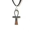 Silver Plate Egyptian Ahnk Pendant on Corded Necklace, 1"
