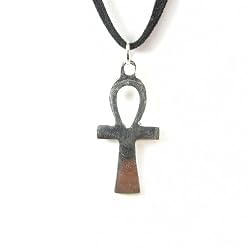 Silver Plate Egyptian Ahnk Pendant on Corded Necklace, 1"