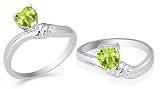 Heart Cut Peridot Ring Sterling Silver Size 8
