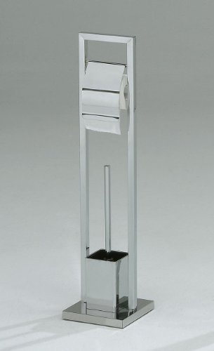 Chrome Finish Toilet Paper Stand With Toilet Brush & Holder