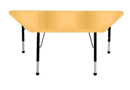 Early Childhood Resource ELR-14119-MMBK-TB 30 in. x 60 in. Maple Trapezoid Adjustable Activity Table with Maple Edge and Black Toddler Leg Ball Glides