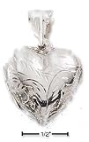 Sterling Silver Engraved Heart Locket Pendant (22mm Wide X 21mm High)