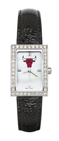 Chicago Bulls NBA Womens Allure Black Leather Watch