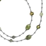 Carolyn Pollack Sterling Silver Shades of Green Illusion Station Necklace 36