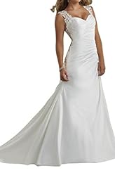 Lace Satin Sweetheart Natural   Waistline Flared-Skirt Wedding Party Dress 
