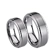 (2) Ring Set 8mm His & 6mm Hers Matte / StepEdge Tungsten Carbide Engagement Wedding Bands (Available Sizes 4-15 Including Half Sizes)