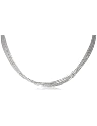 Sterling Silver Italian Rhodium Plated Multi Strand Silky Necklace, 17" + 2" Ext