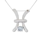 Sterling Silver Aquamarine and Diamond Pisces Pendant (0.005 cttw, I-J Color, I2 Clarity), 18"