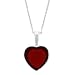 Sterling Silver Red Glass Heart Burnished Pendant on Rolo Chain, 18"