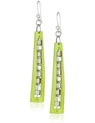 Kenneth Cole New York "Shell Brilliance" Lime Green Shell Faceted Bead Geometric Linear Drop Earrings