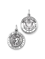 US Army Medal- Sterling Silver St.Christopher Pendant Necklaces