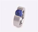 7mm Stainless Steel Band Flat Exterior withTension-Set Lapis Ball and Comfort Fit Interior
