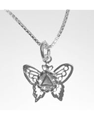 Alcoholics Anonymous AA Jewelry Set, #1219, $19 - $22, AA Butterfly Pendant #978 and Lt Box Chain #213, Chain Available in 3 Lengths