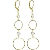 Gold .47 Carat Cubic Zirconia CICULAR LINK Earrings