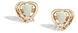 14K Yellow Gold Genuine Pear Opal and Diamond Filligree Earrings