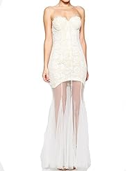 Sexy Sheer Lace Sleeveless Summer Polyester/Spandex Bandage Dress/Club Dress/Party Dress/Maxi Dress 