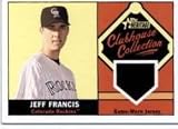 2010 Topps Heritage Clubhouse Collection Relics #JF Jeff Francis - Colorado Rockies (Piece of Authentic Game Used Jersey) (Baseball Cards)