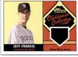 2010 Topps Heritage Clubhouse Collection Relics #JF Jeff Francis - Colorado Rockies (Piece of Authentic Game Used Jersey) (Baseball Cards)
