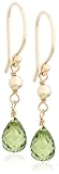 14k Yellow Gold, August Birthstone, Peridot Briolette Hook Earrings
