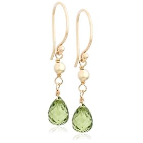 14k Yellow Gold, August Birthstone, Peridot Briolette Hook Earrings by Amazon.com Collection