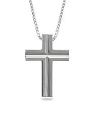 Necklace with 22" Stainless Steel Box Chain and Tungsten Carbide Cross