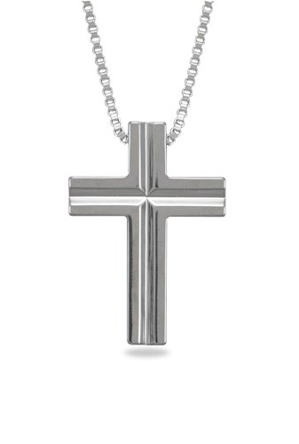 22 Necklace with Stainless Steel Box Chain and Tungsten Carbide Cross