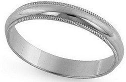 Platinum Milgrain Classic-Fit Wedding Band, 3mm Wide