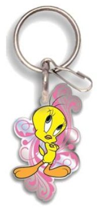 Cheap Looney Tunes Tweety Bird Happy in Pink Enamel Key Chain
