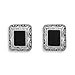 Rectangle Black Onyx Filigree Side Post Earrings title=