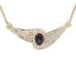 1.75CT Sapphire & Diamond Necklace in Yellow Gold Herringbone Chain