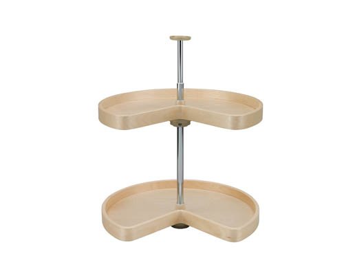 32in Kidney Banded Wood Lazy Susan 2-shelf Set