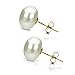 White Button Shape Cultured Freshwater High Luster Pearl Stud Earrings.