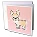 Janna Salak Designs Dogs - Cute Cream French Bulldog Pink with Pawprints - Greeting Cards-6 Greeting Cards with envelopes