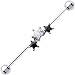 Surgical Steel Clear Black CZ Star Trio Industrial Barbell 37mm