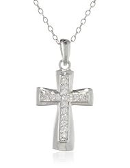 Sterling Silver Cubic Zirconia Cross Pendant Necklace, 18"